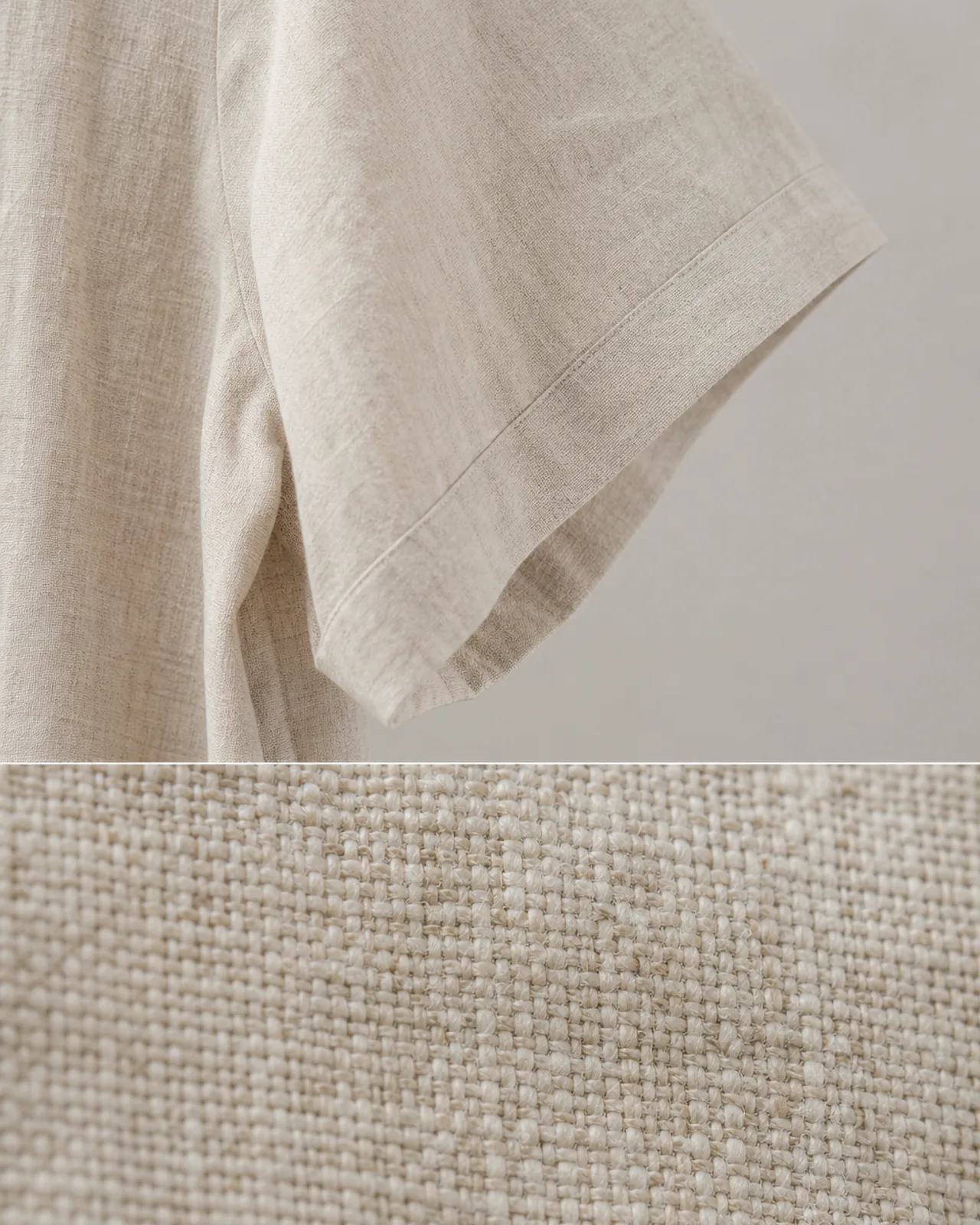 Fabric close-up at roughly three times magnification showing the drape of the chosen fabric and how it falls from the sleeve