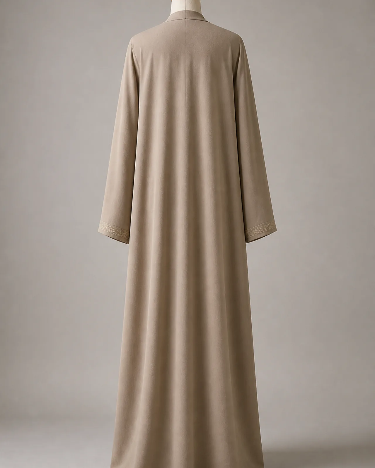 Back view, full length, showing how the garment falls when standing and how the hem sits